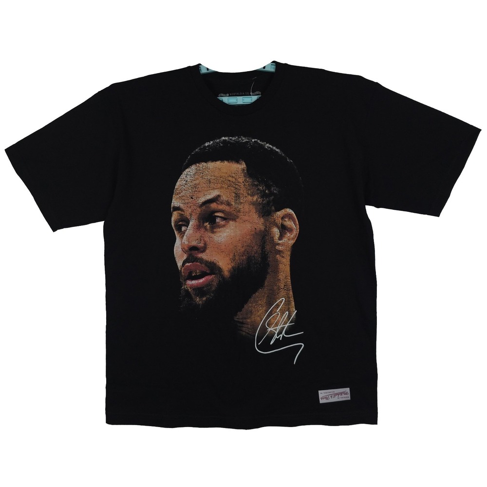 Steph Curry Warriors Mitchell & Ness NBA Large Shirt Big Face Black NWT